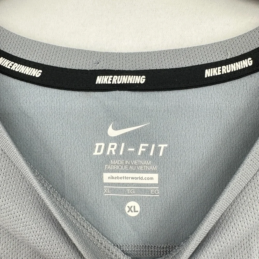 Nike‎ Miler Running Dri-Fit Shirt Mens XL Gray Red Athletic Gym Activewear OSU